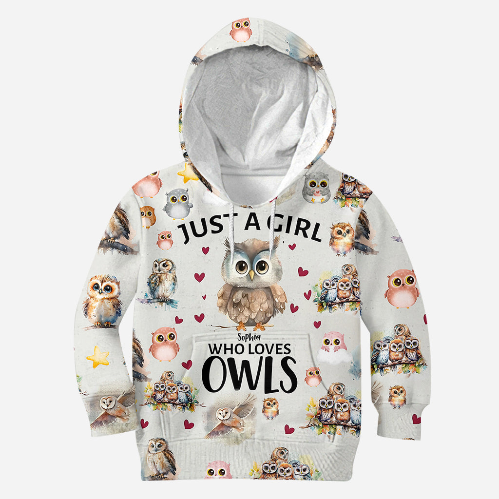 Just A Girl Who Loves Owls - Personalized Owl All Over Shirt