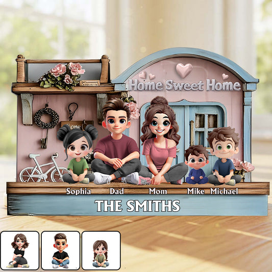 Zuhause ist es am schönsten – personalisierte Acrylplakette in individueller Familienform