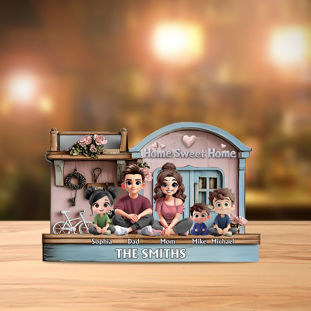 Zuhause ist es am schönsten – personalisierte Acrylplakette in individueller Familienform