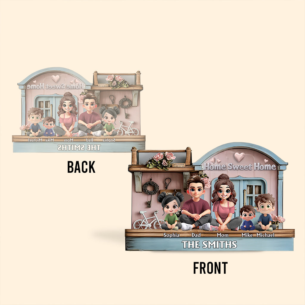 Zuhause ist es am schönsten – personalisierte Acrylplakette in individueller Familienform