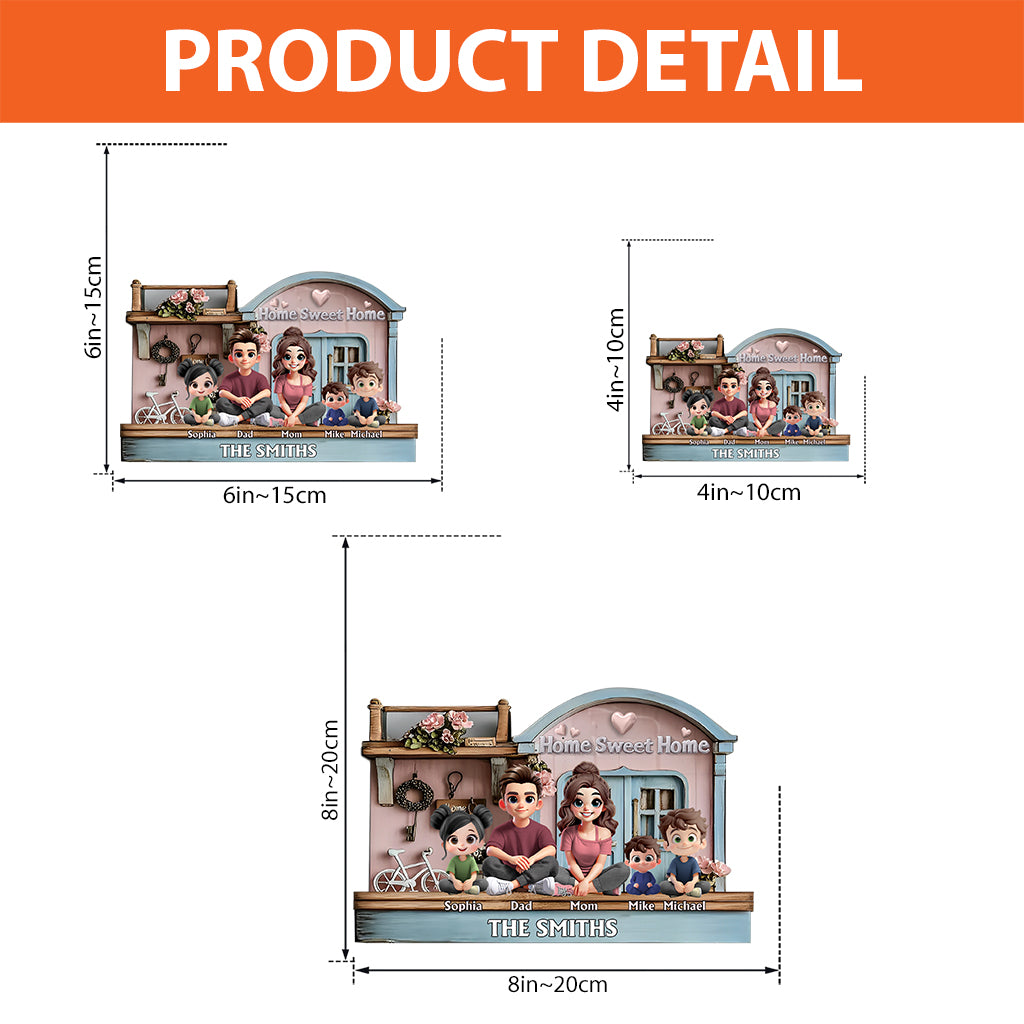Zuhause ist es am schönsten – personalisierte Acrylplakette in individueller Familienform