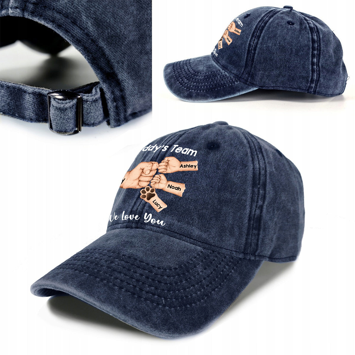 Best Dad Ever - Personalized Father Washed Denim Cap