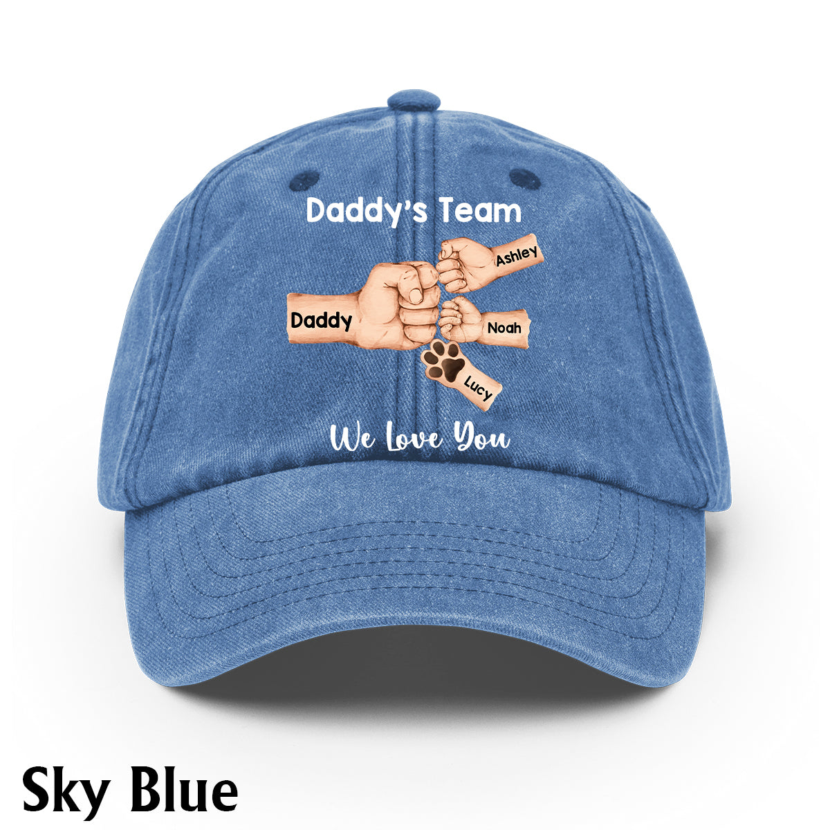 Best Dad Ever - Personalized Father Washed Denim Cap