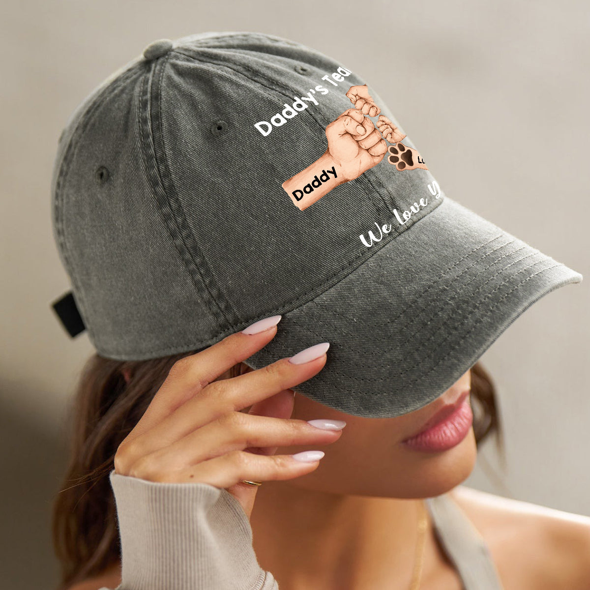 Best Dad Ever - Personalized Father Washed Denim Cap