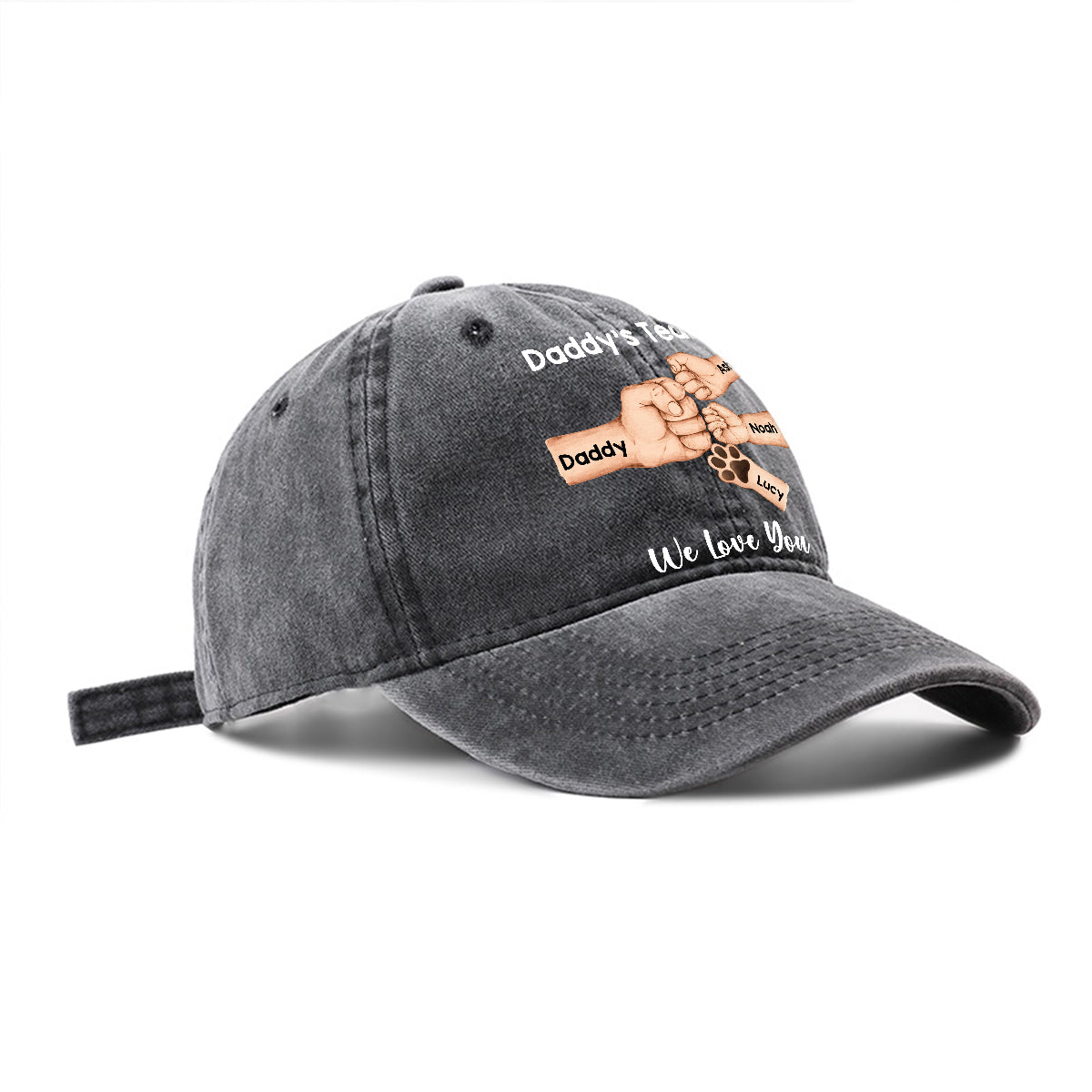Best Dad Ever - Personalized Father Washed Denim Cap