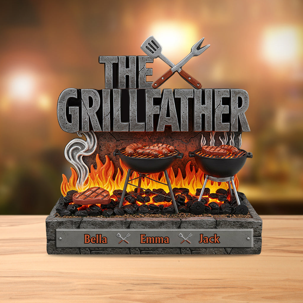 Der Grillvater – Personalisierte Acrylplakette in individueller Vatersform