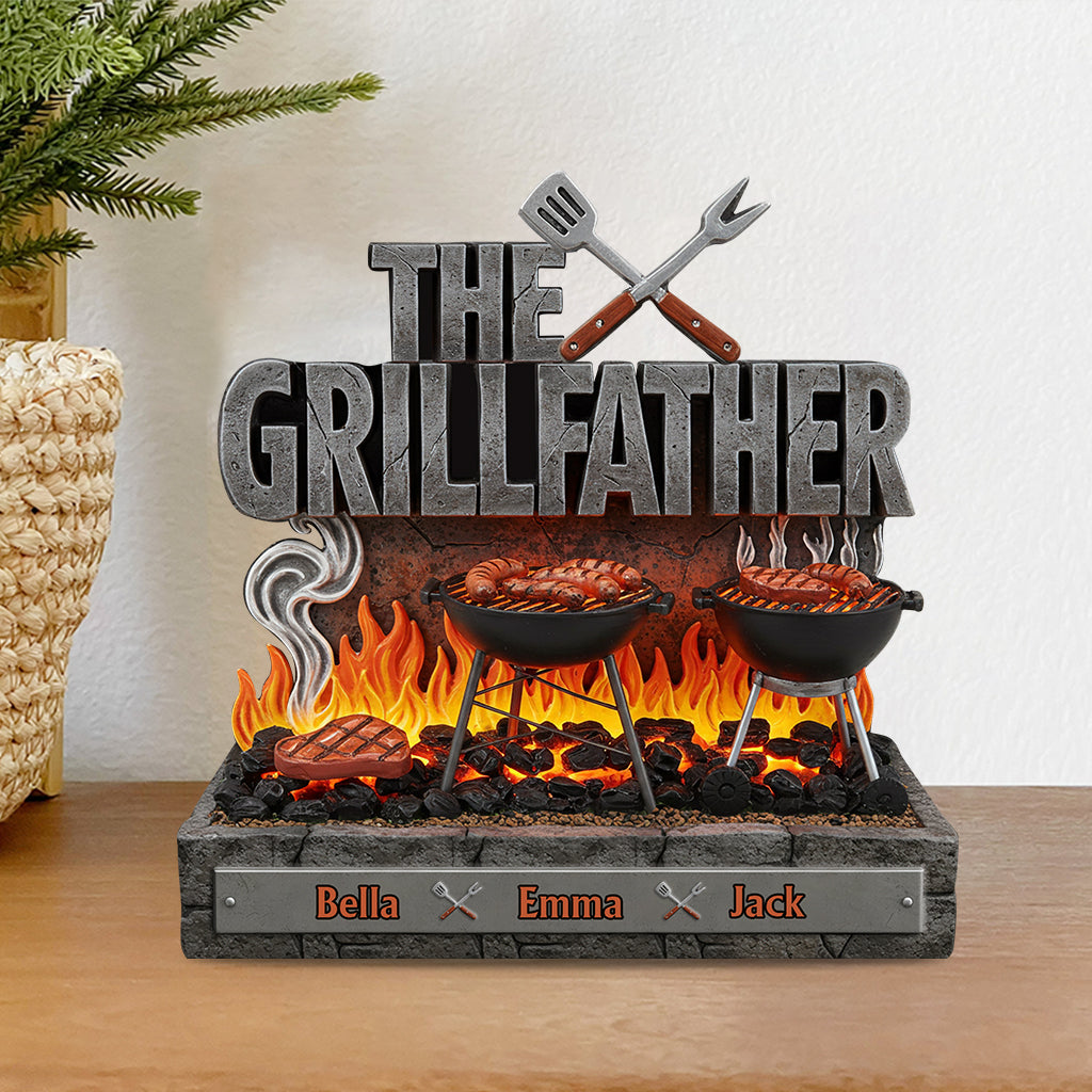 Der Grillvater – Personalisierte Acrylplakette in individueller Vatersform