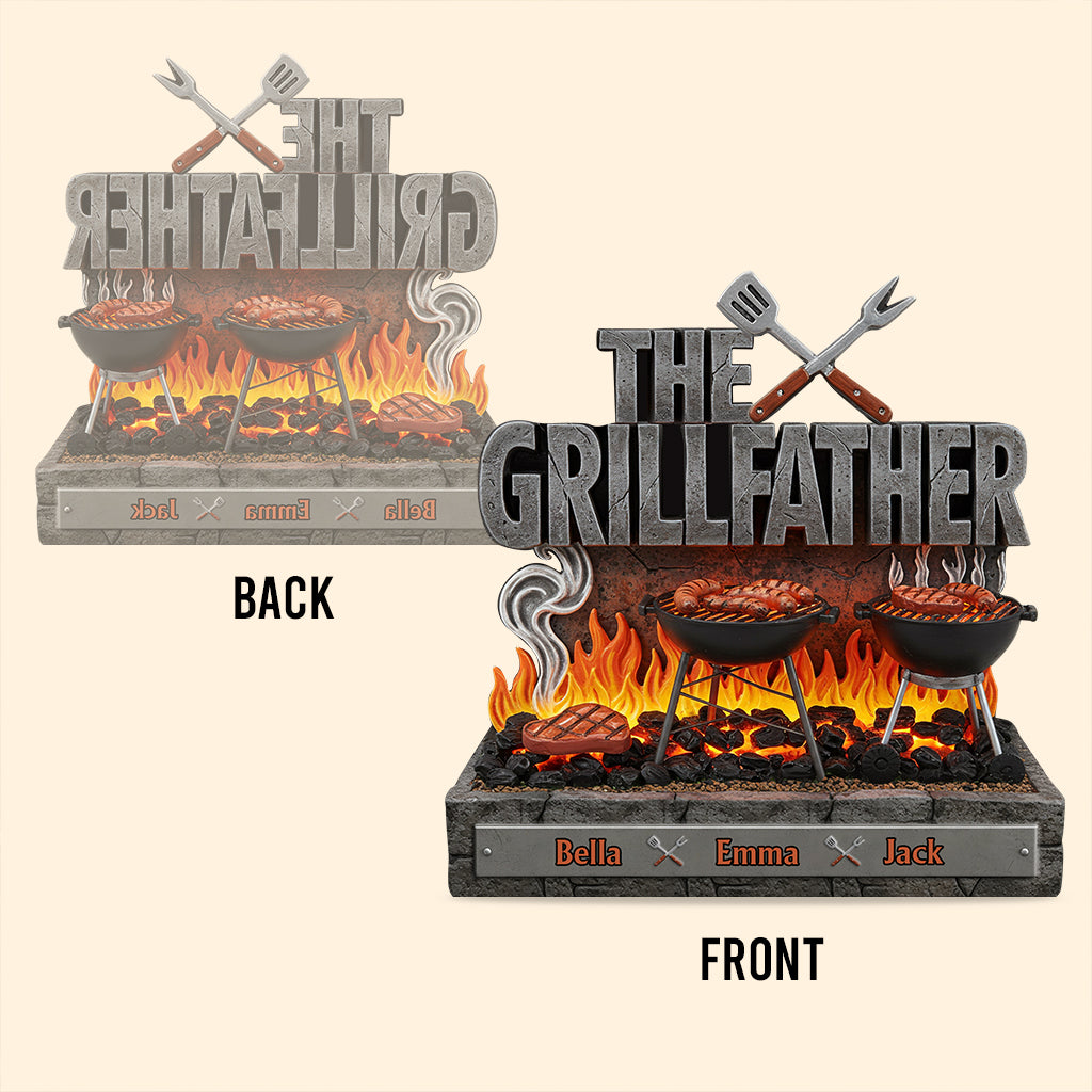 Der Grillvater – Personalisierte Acrylplakette in individueller Vatersform