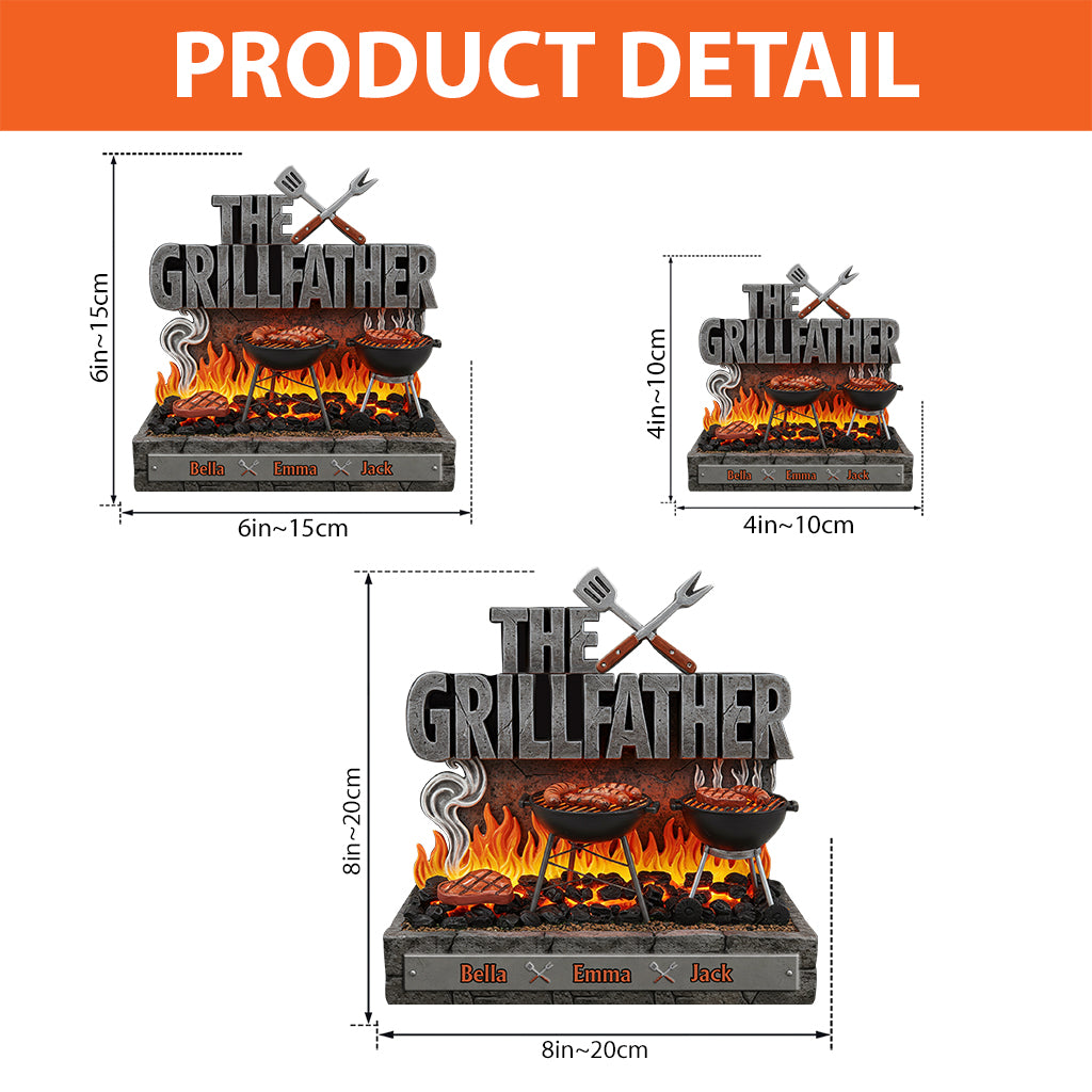 Der Grillvater – Personalisierte Acrylplakette in individueller Vatersform