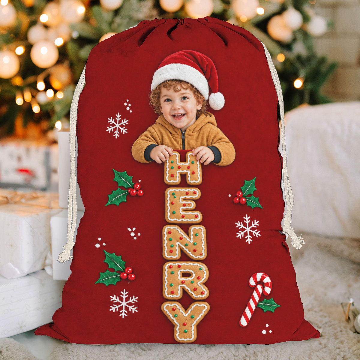 Happy Family - Personalized Family Drawstring Tote Bag