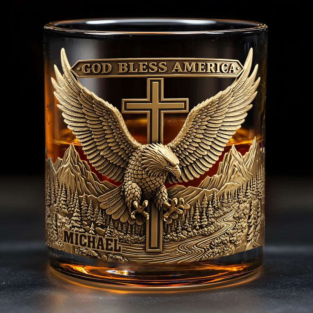 Gott segne Amerika – Personalisiertes Whisky-Dekanter-Set mit Weißkopfseeadler-Motiv