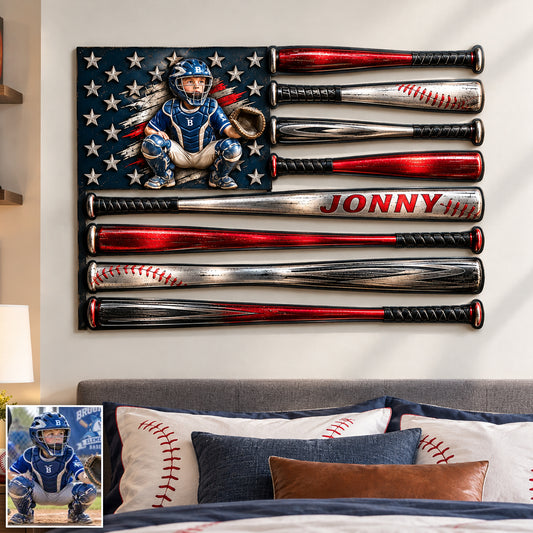 USA Baseball Club - Personalized Baseball 3D Printed Cut Metal Sign