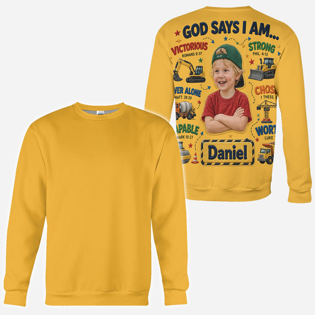 God Says I Am - Personalized Kid All Over Shirt