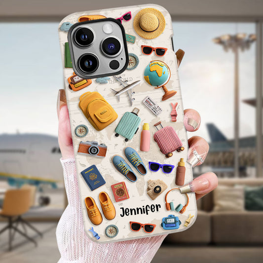 Einfach ein Mädchen, das Reisen liebt – Personalisierte Handyhülle mit Reisemotiv und Vollbilddruck