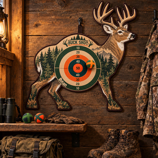 Buck Shot - Personalized Hunting Sticky Ball Dart Board Set