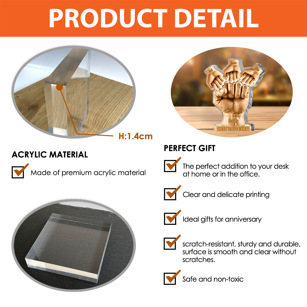 Bester Papa aller Zeiten – Personalisierte Acrylplakette in individueller Form für Väter