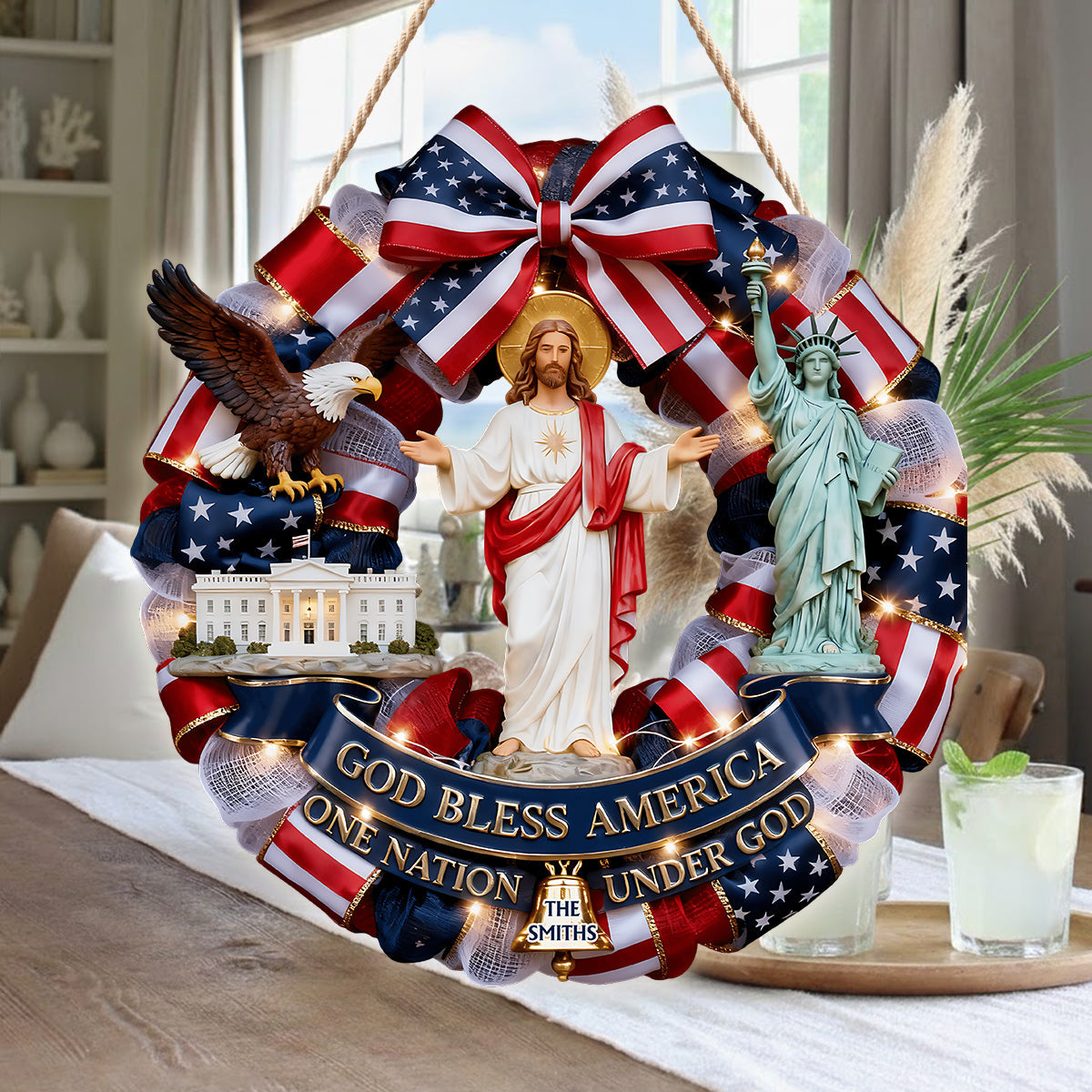 God Bless America - Personalized Patriot LED Light Acrylic Sign