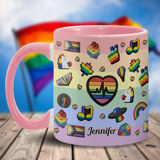 Pride Rainbow - Personalized LGBT Support Accent Mug