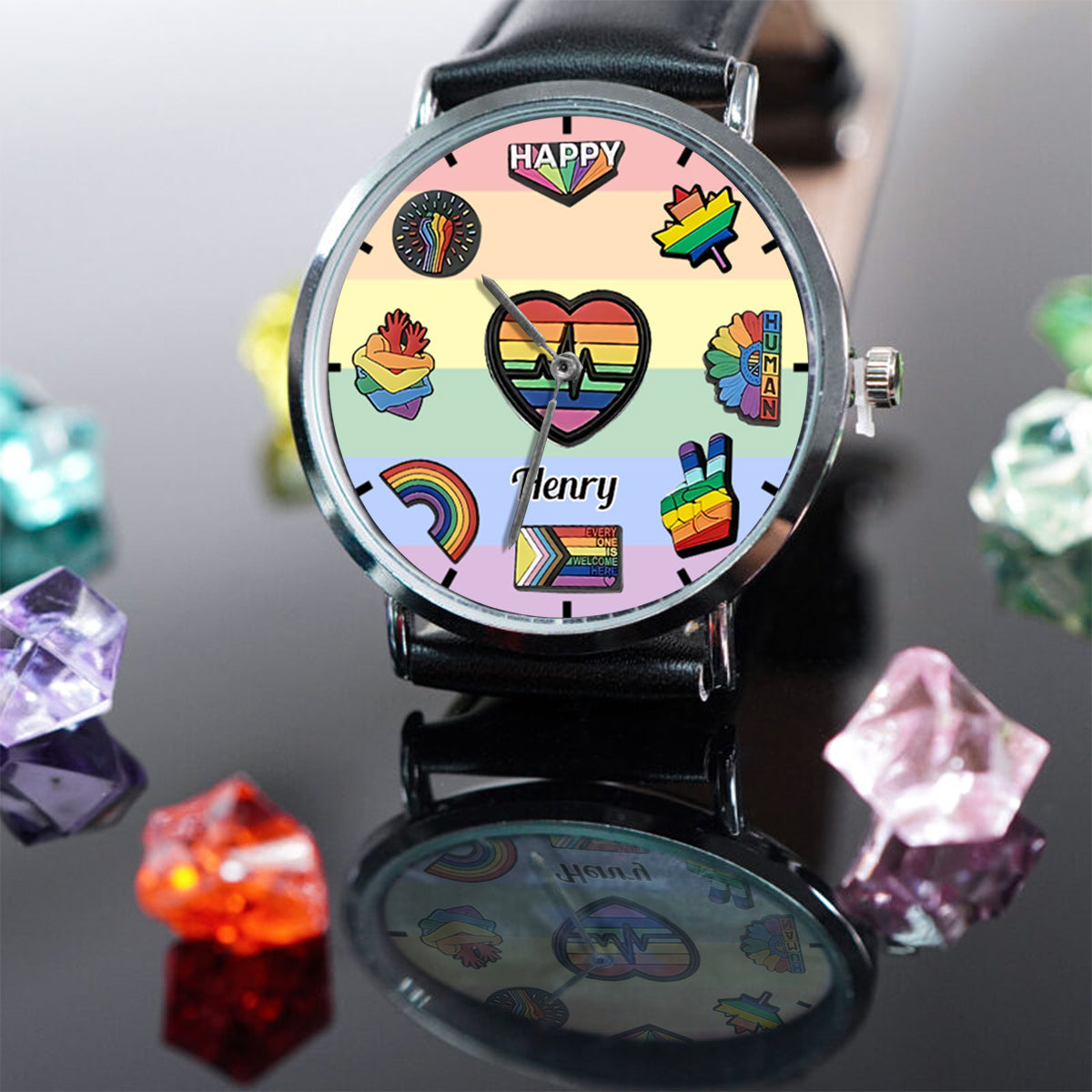 Pride Rainbow - Personalized LGBT Support Hand Watch