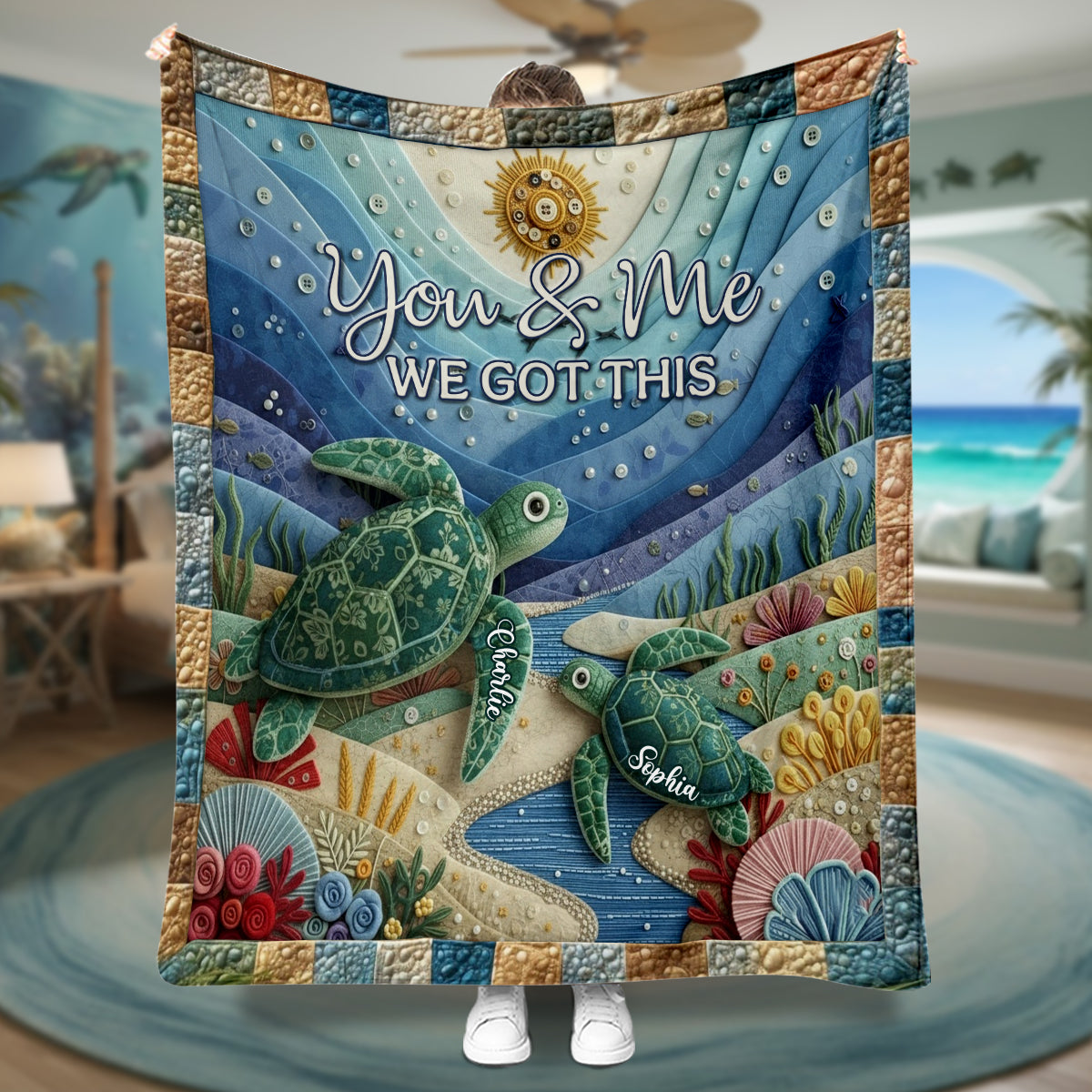 Schildkröte – Du und ich, wir schaffen das – Personalisierte Schildkrötendecke