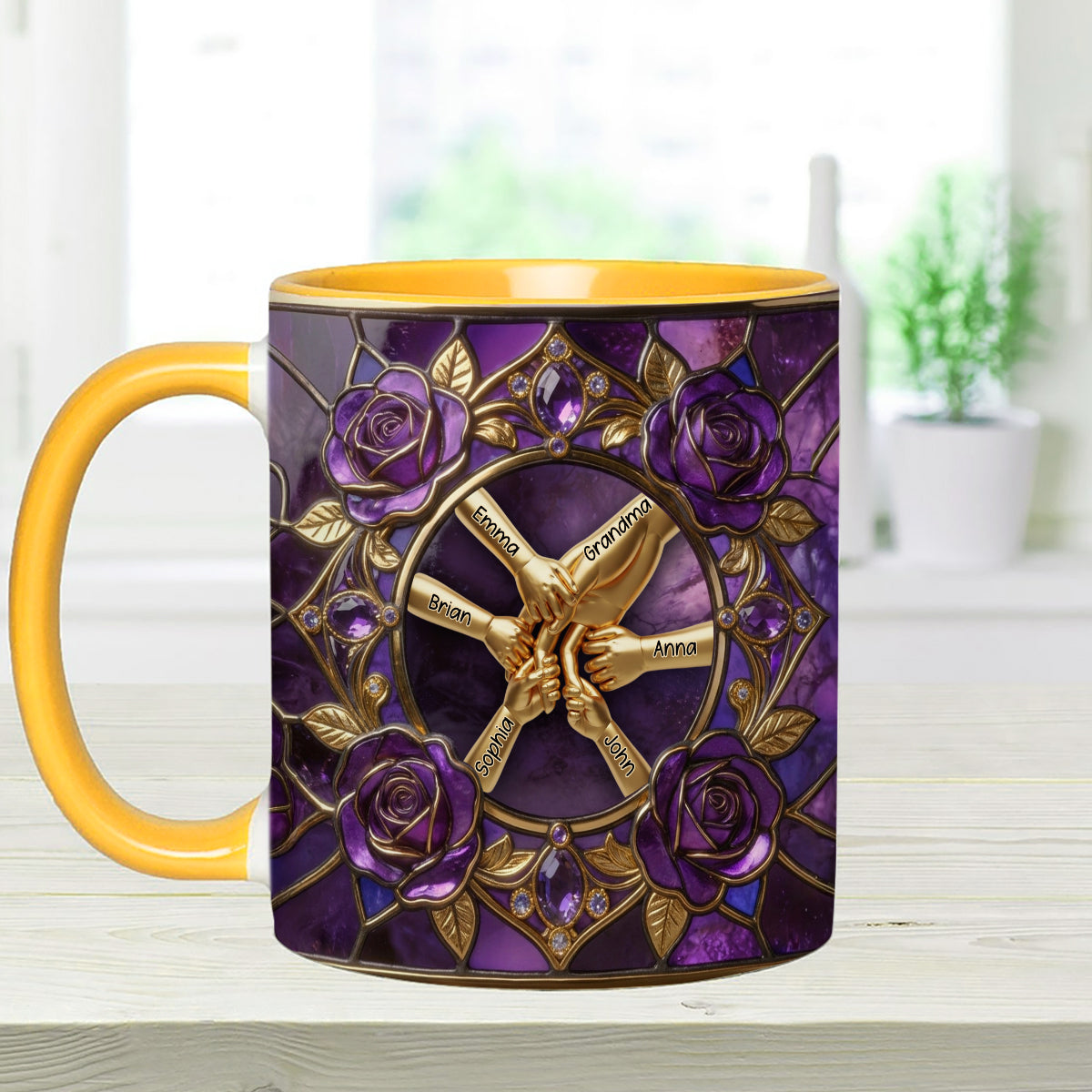 Hold My Hand, Hold My Heart - Personalized Grandma Set Accent Mug with Acrylic Stirrers