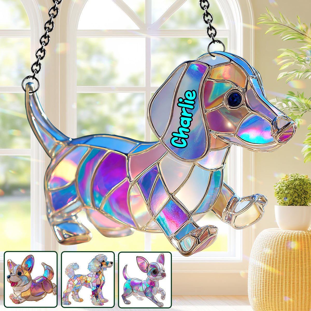 Ich liebe meinen Hund – Personalisierter Hunde-Fensterhänger-Sonnenfänger