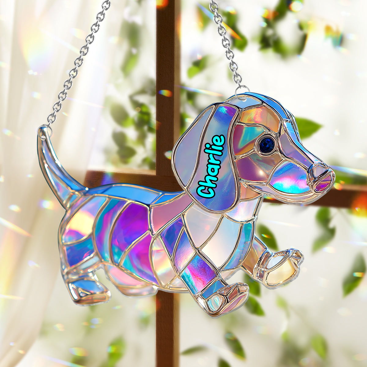 Ich liebe meinen Hund – Personalisierter Hunde-Fensterhänger-Sonnenfänger