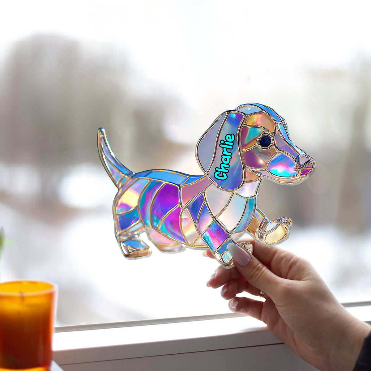 Ich liebe meinen Hund – Personalisierter Hunde-Fensterhänger-Sonnenfänger