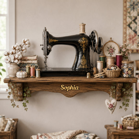 Sewing Mends The Soul - Personalized Sewing Wooden Floating Shelf