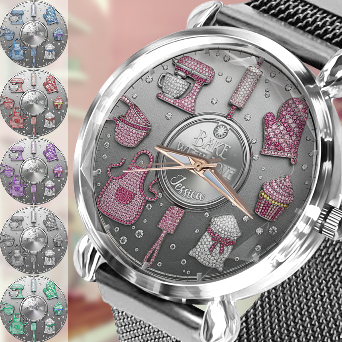 Mit Liebe backen – Personalisierte Damen-Handuhr zum Backen 