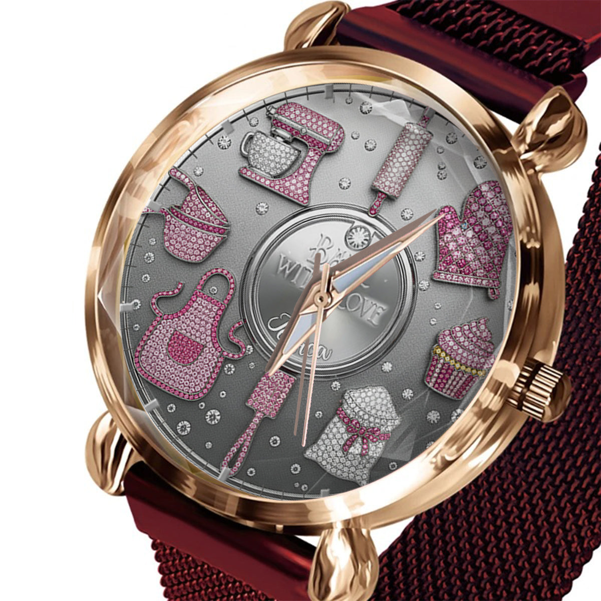 Mit Liebe backen – Personalisierte Damen-Handuhr zum Backen 