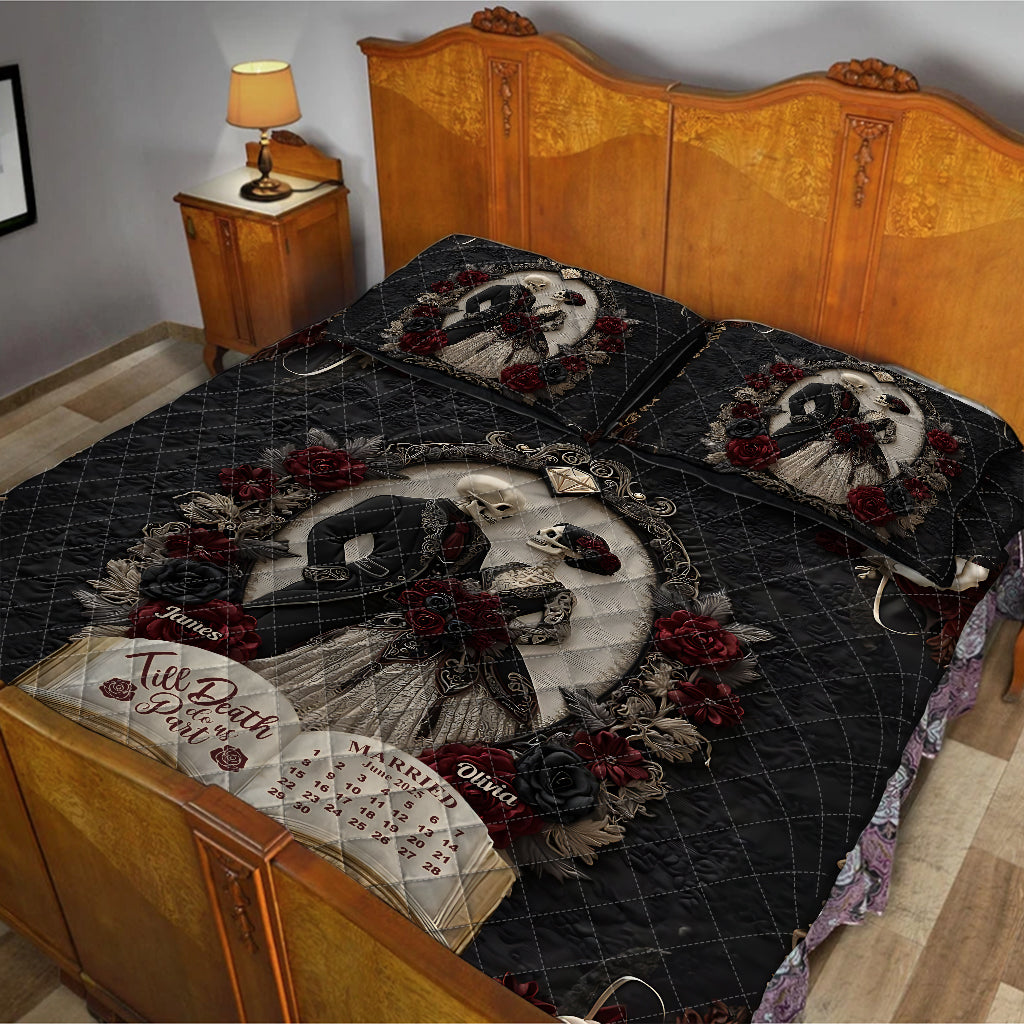 Bis dass der Tod uns scheidet – Personalisierte Totenkopf-Bettwäschegarnitur