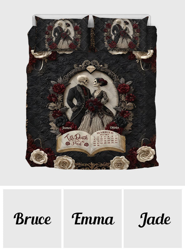 Bis dass der Tod uns scheidet – Personalisierte Totenkopf-Bettwäschegarnitur