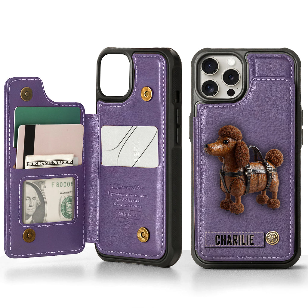 Cute Poodle - Personalized Dog Wallet Phone Case