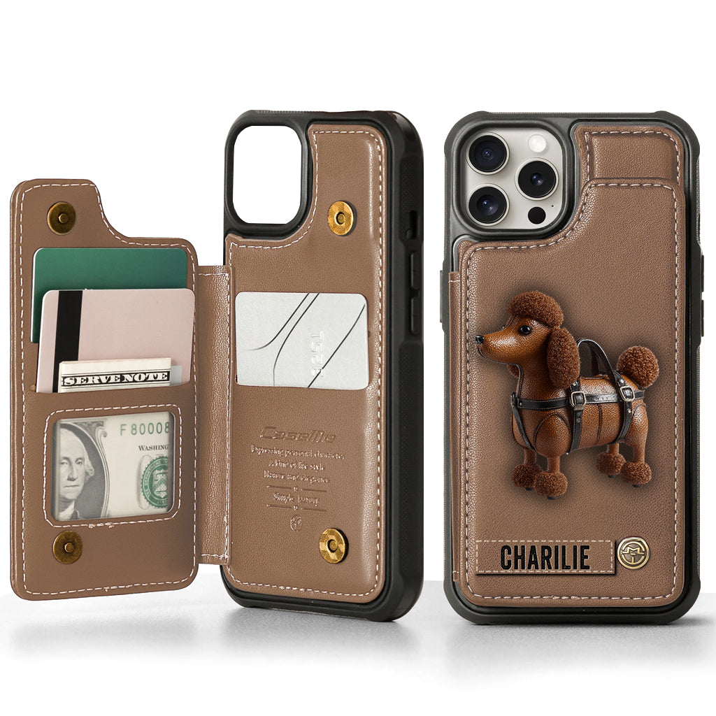 Cute Poodle - Personalized Dog Wallet Phone Case