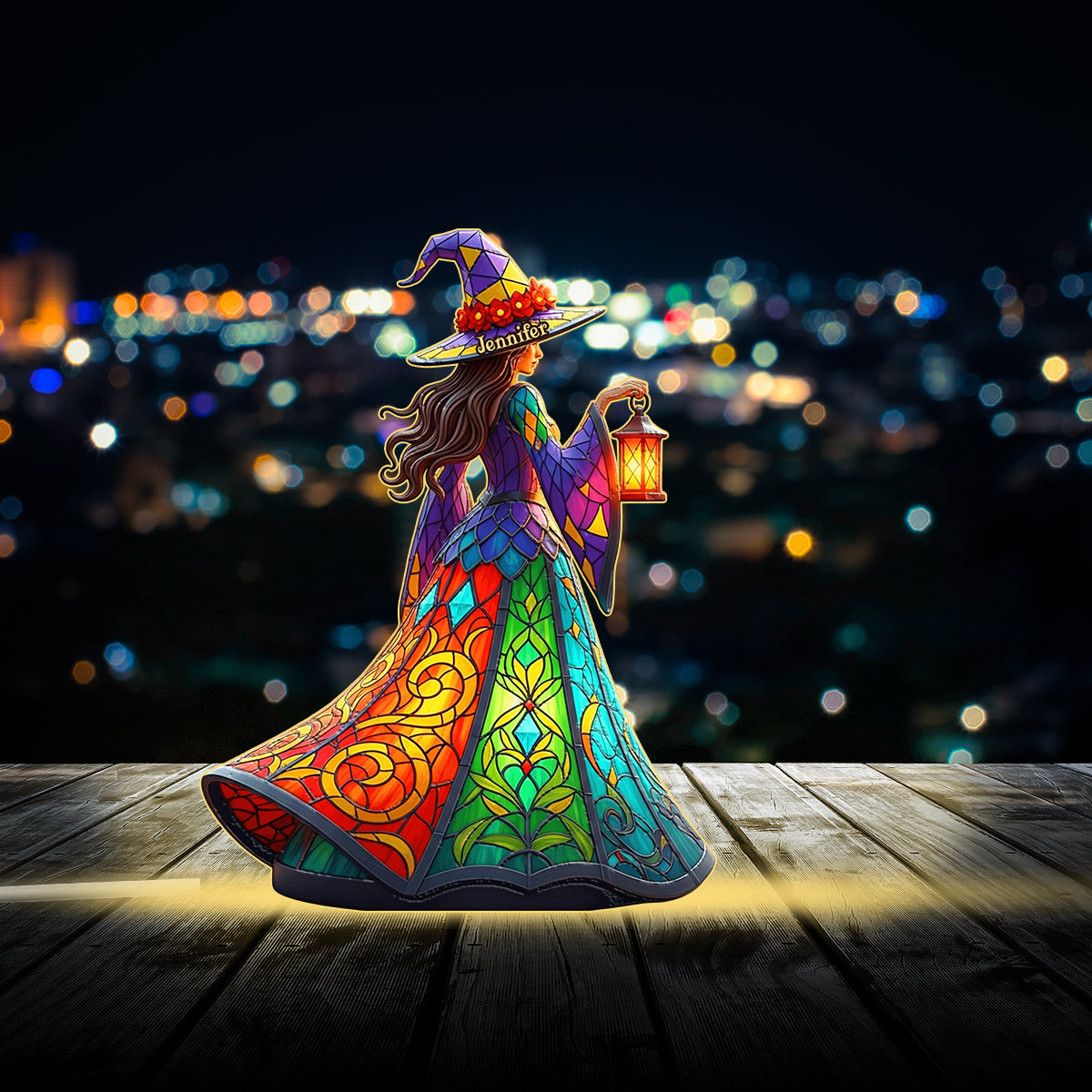Wunderschöne Hexe – Personalisierte Hexen-LED-Nachtleuchte aus Acryl
