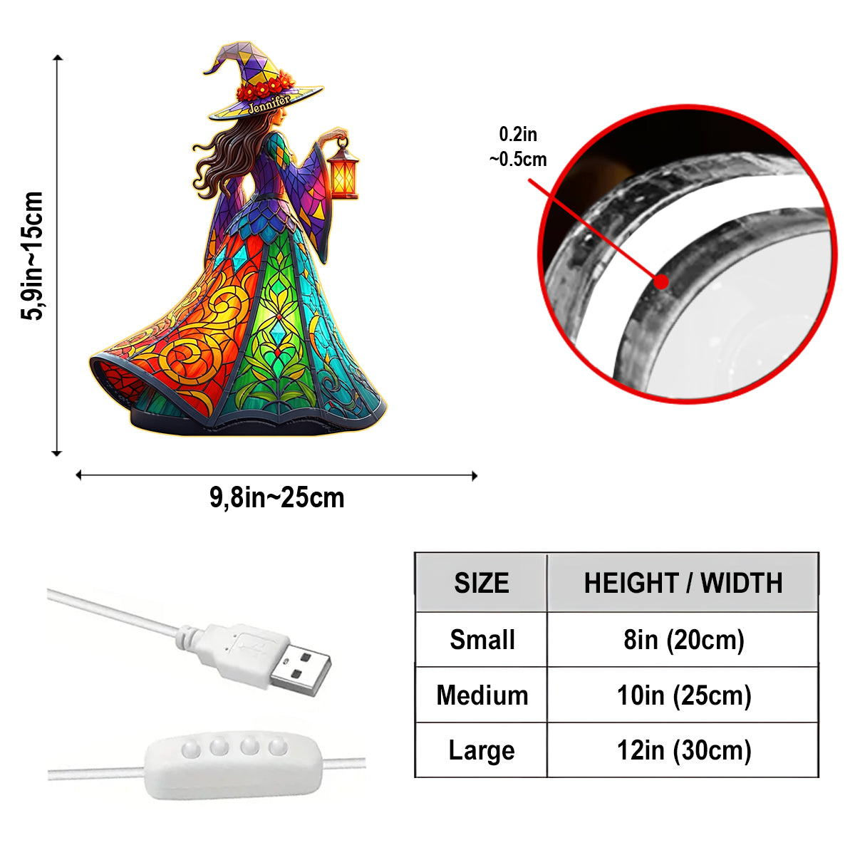 Wunderschöne Hexe – Personalisierte Hexen-LED-Nachtleuchte aus Acryl