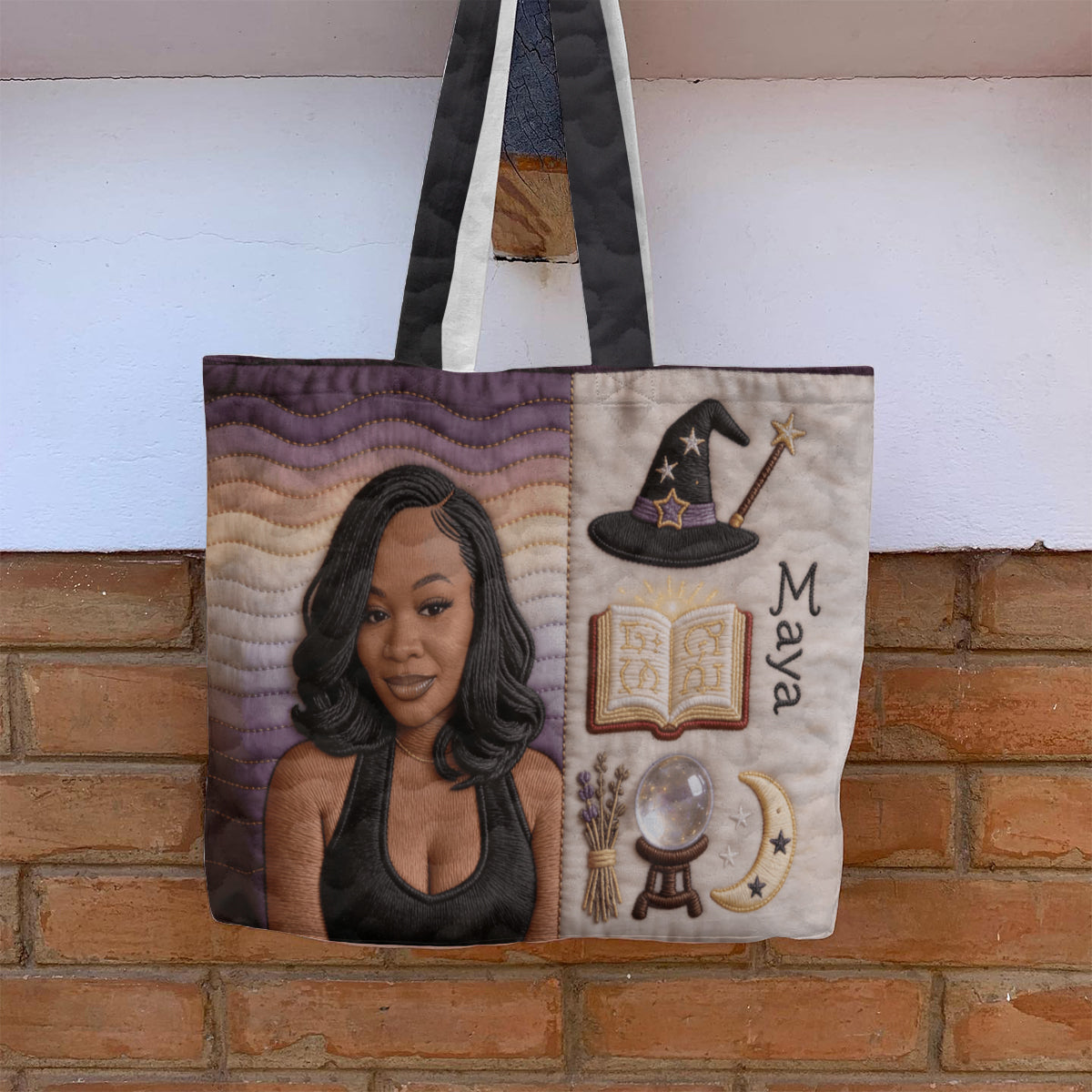 Custom Any Photo Witch Craft - Personalized Witch Quilted Tote Bag