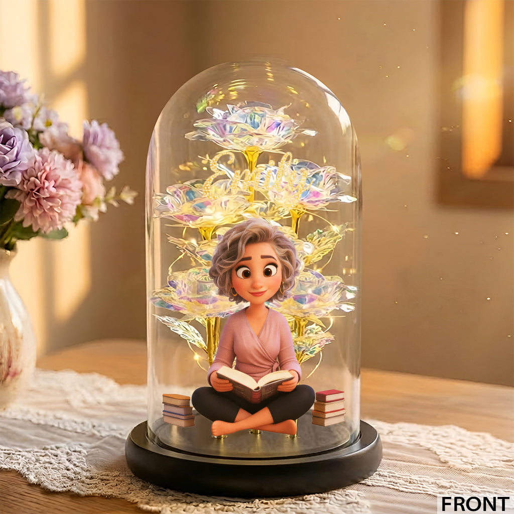 Custom Any Photo - Personalized Book Glowing Roses Glass Dome