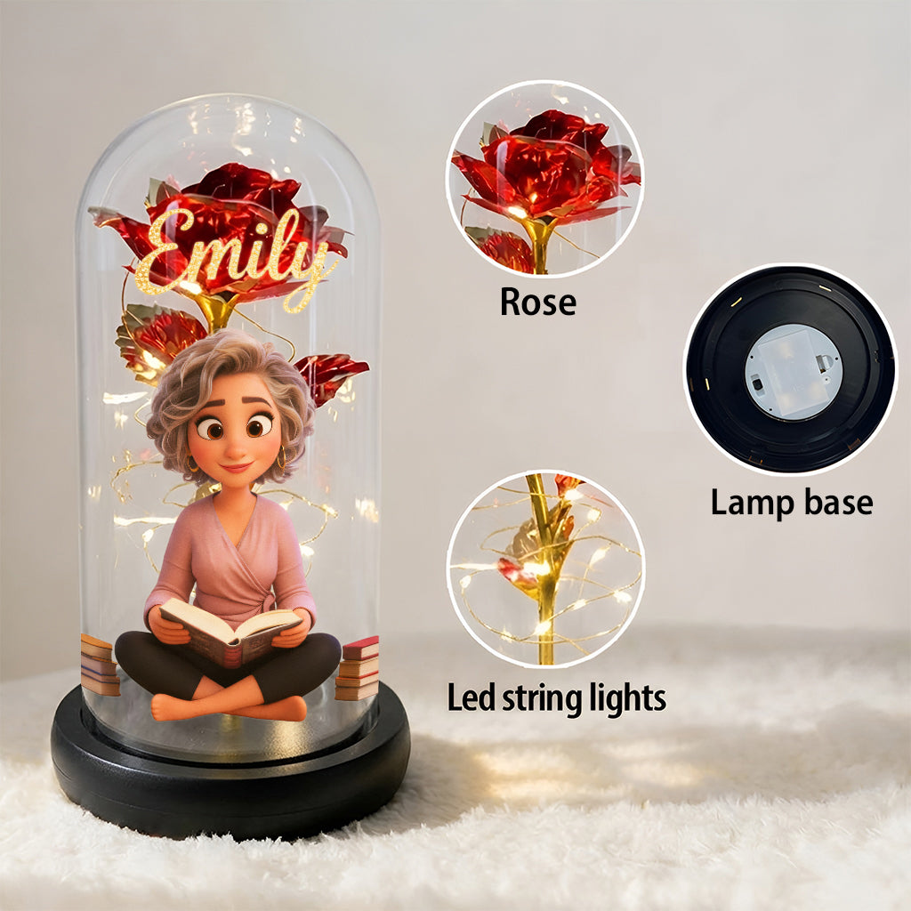 Custom Any Photo - Personalized Book Glowing Roses Glass Dome