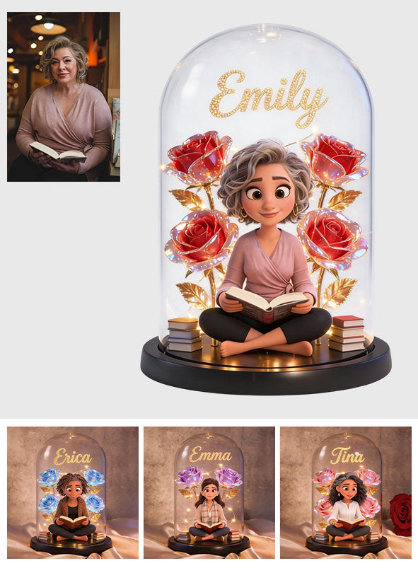 Custom Any Photo - Personalized Book Glowing Roses Glass Dome