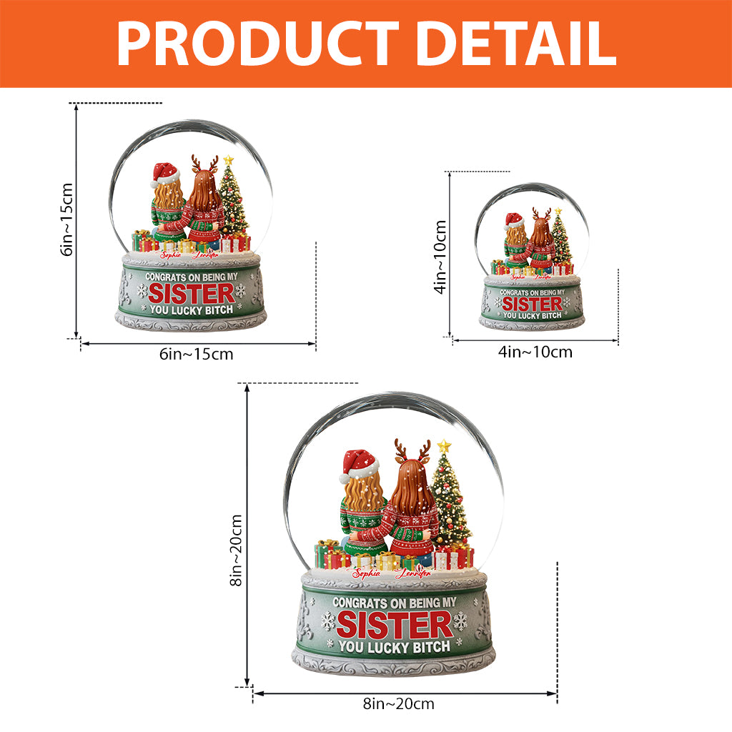 Glückwunsch, dass du meine Schwester bist, du Glückspilz! - Personalisierte Acrylplakette in Sonderform für Geschwister