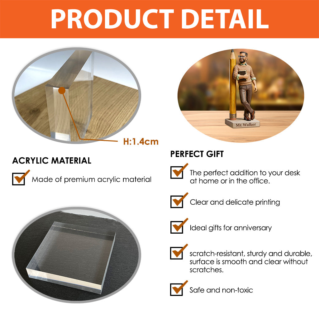 Individuell gestaltbare Acrylplakette für Lehrer nach Foto – personalisierte, individuell geformte Tafel