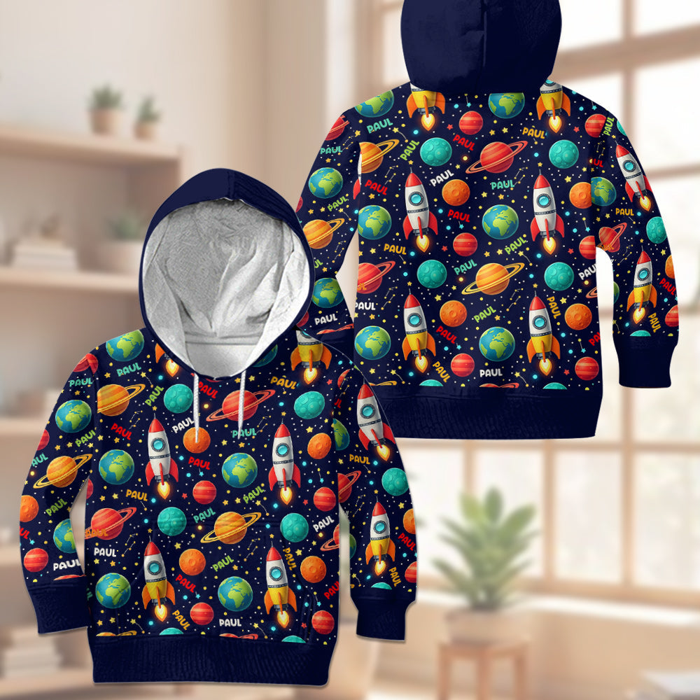 Raumschiff – Personalisierter Kinder-Hoodie & Kinder-Jogginghose