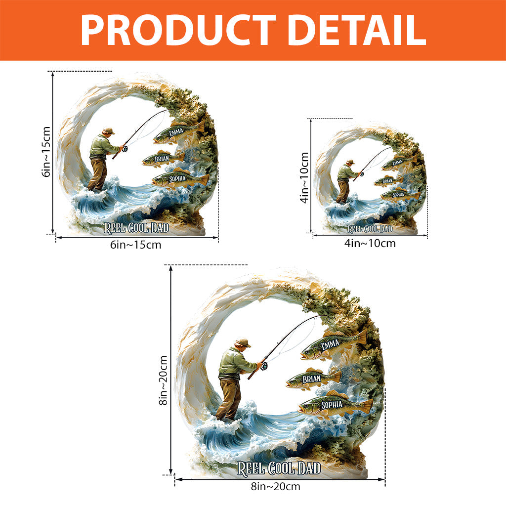 Reel Cool Dad – Personalisierte Angelplakette aus Acryl in individueller Form