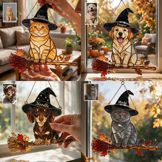 Halloween-Stimmung - Personalisierter Hund 3D-gedruckter Glas-Sonnenfänger