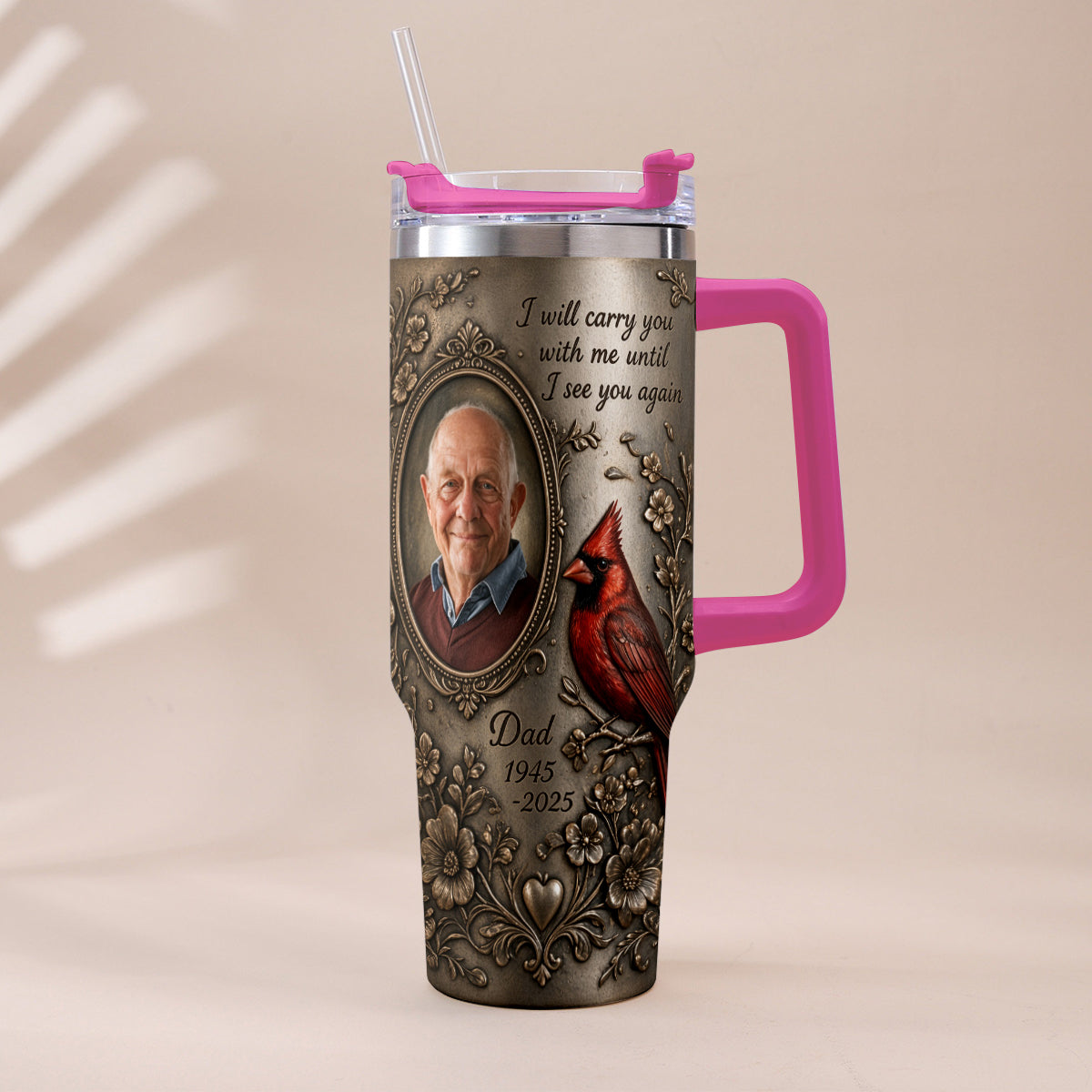 I Will Carry You With Me - Personalized Memorial Tumbler With Handle