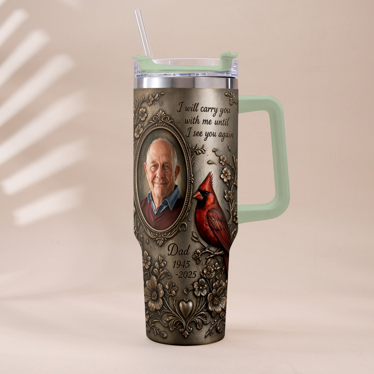 I Will Carry You With Me - Personalized Memorial Tumbler With Handle