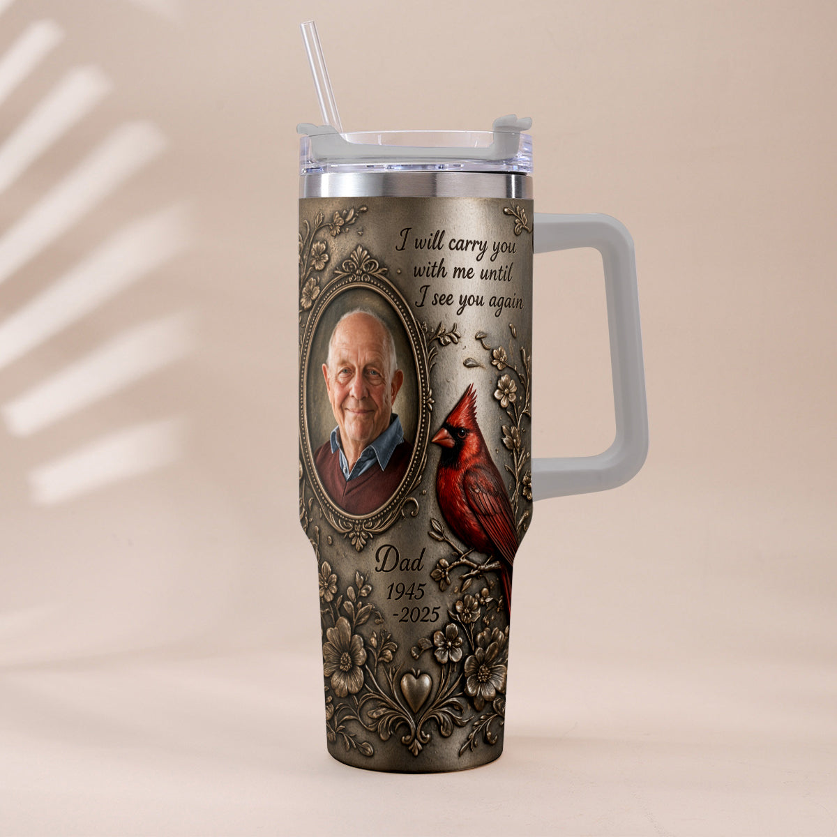 I Will Carry You With Me - Personalized Memorial Tumbler With Handle