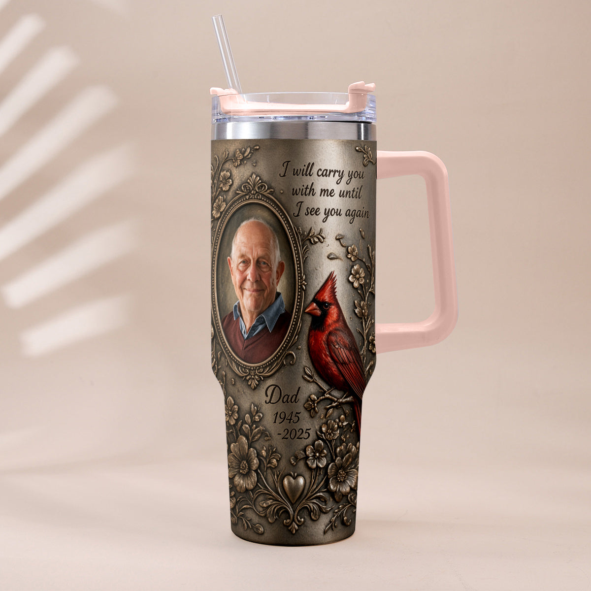 I Will Carry You With Me - Personalized Memorial Tumbler With Handle